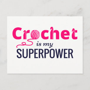 Carte Postale Crochet est ma superpuissance en rose