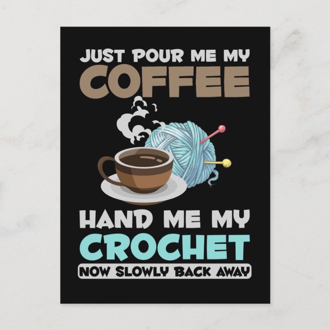 Carte Postale Crochet et café Hobby Crafting Amoureux de la lain (Devant)