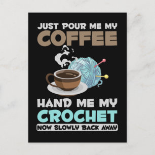 Carte Postale Crochet et café Hobby Fil d'Artisanat Lover