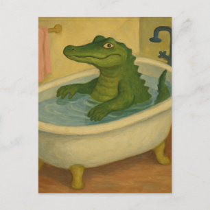 Carte Postale Crocodile à l'heure du bain