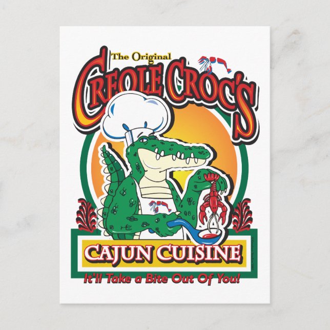 Carte Postale Crocodile Cajun créole Mardi Gras (Devant)
