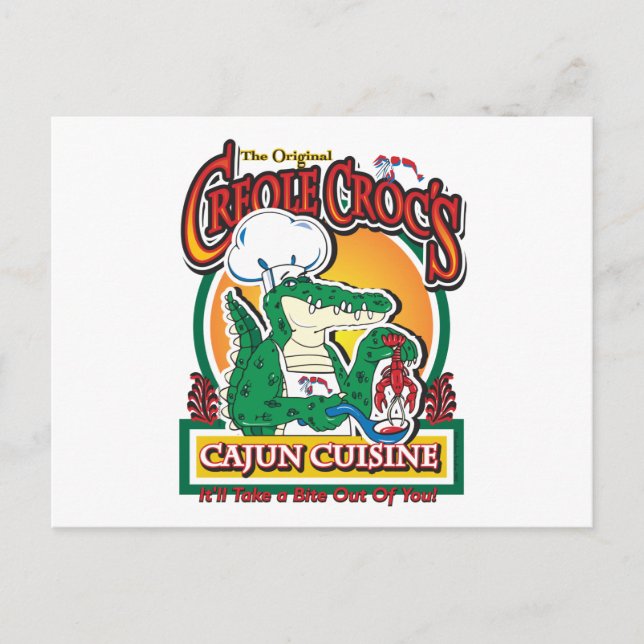 Carte Postale Crocodile Cajun créole Mardi Gras (Devant)