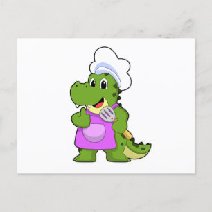 Carte Postale Crocodile comme faire cuire avec de la spatule