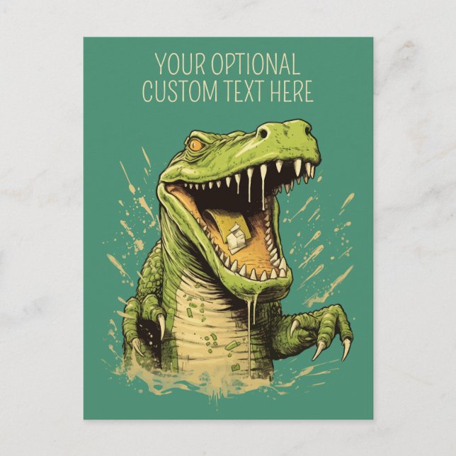 Carte Postale Crocodile de texte personnalisé (Devant)