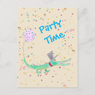 Carte Postale Crocodile du Confetti Party beige vert