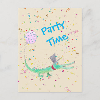 Carte Postale Crocodile du Confetti Party beige vert