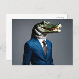 Carte Postale Crocodile en combinaison