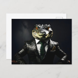 Carte Postale Crocodile en combinaison