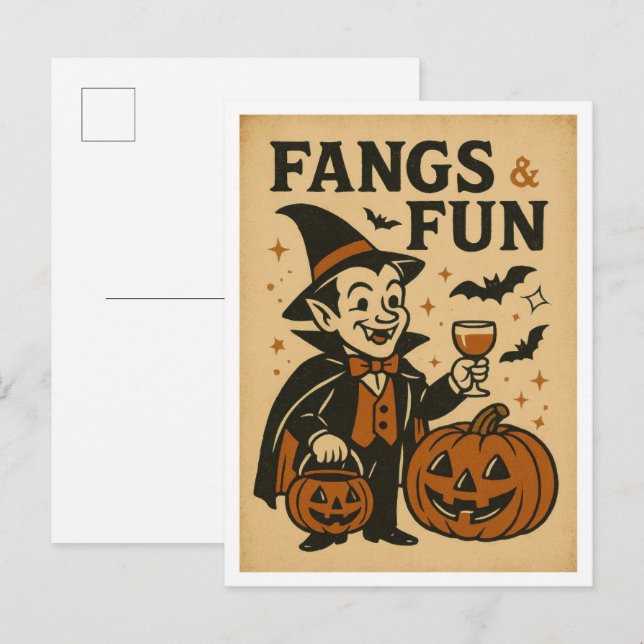 Carte Postale Crocs Halloween Vintage et Amusement (Devant / Derrière)