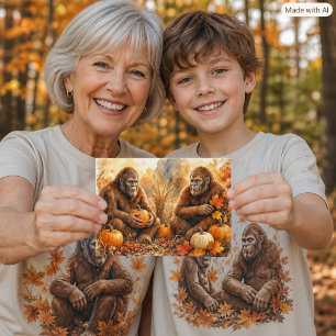 Carte Postale Croire en Bigfoot Automne Citrouilles Nature Sasqu