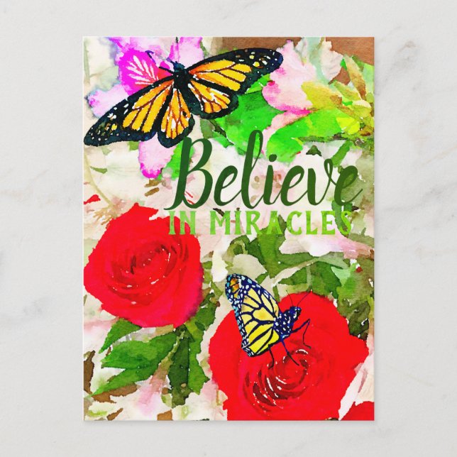 Carte Postale Croire En Miracles Watercolor Monarch Butterflies (Devant)