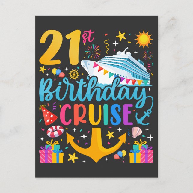 Carte Postale Croisière d'anniversaire 21 ans Fête d'anniversair (Devant)