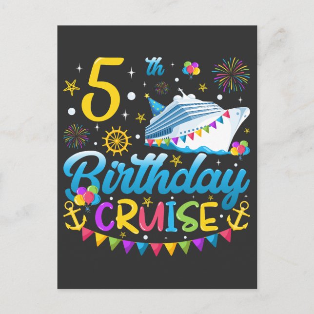 Carte Postale Croisière d'anniversaire pour les 5 ans Fête d'ann (Devant)