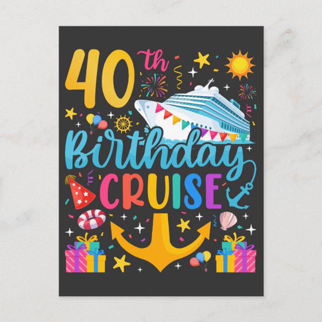 Carte Postale Croisière pour les 40 ans, fête d'anniversaire (Devant)