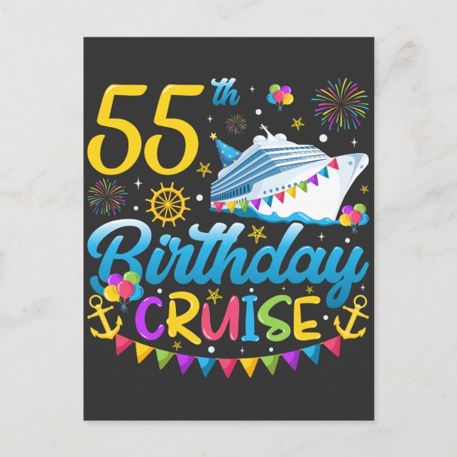 Carte Postale Croisière pour les 55 ans, fête d'anniversaire (Devant)