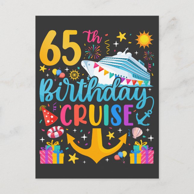 Carte Postale Croisière pour les 65 ans, fête d'anniversaire (Devant)