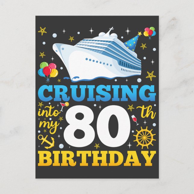 Carte Postale Croisière Pour Mes 80 Ans Fête D'anniversaire (Devant)