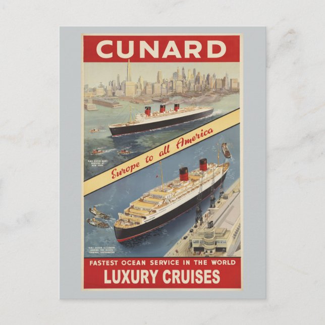 Carte Postale Croisières de luxe Voyagez en Europe vers toute l' (Devant)
