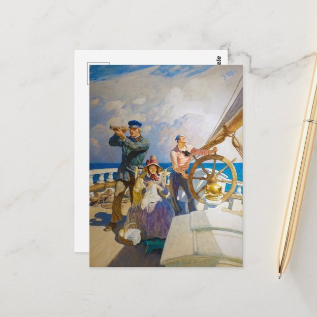 Carte Postale Croisières par Newell Convers Wyeth (Devant/Arrière en situation)