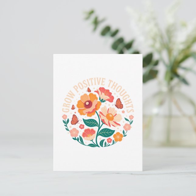 Carte Postale Croissance des pensées positives - Floral inspiran (Debout devant)