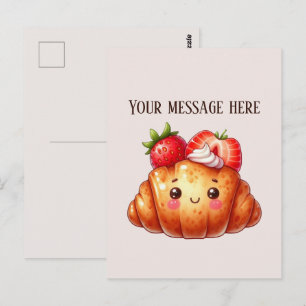 Carte Postale Croissant aux fraises ajouter le nom de l'entrepri