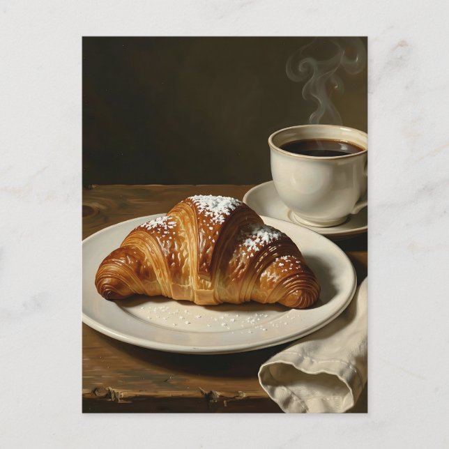 Carte Postale Croissant doré Café Nature morte (Devant)