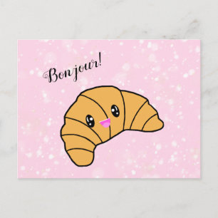 Carte Postale Croissant Personnalisé Cute Paris Bonjour Salut