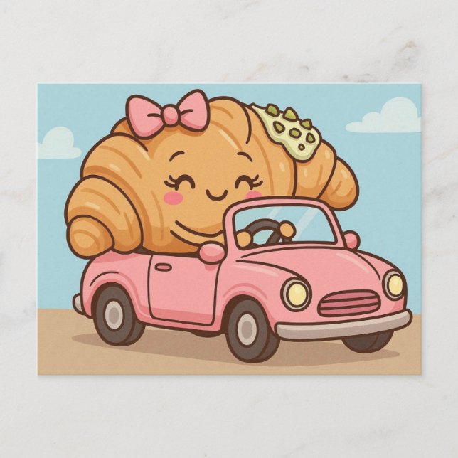 Carte Postale Croissant pistache drôle  (Devant)