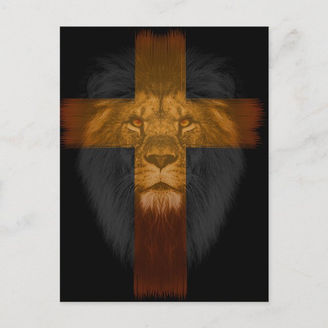 Carte postale Croix Arrière - plan noire/Lion (Devant)