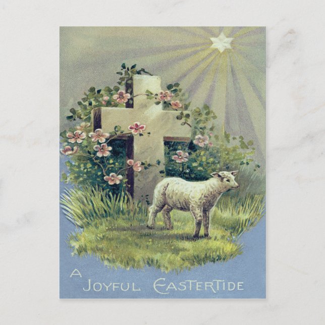 Carte Postale Croix chrétienne agneau étoile (Devant)