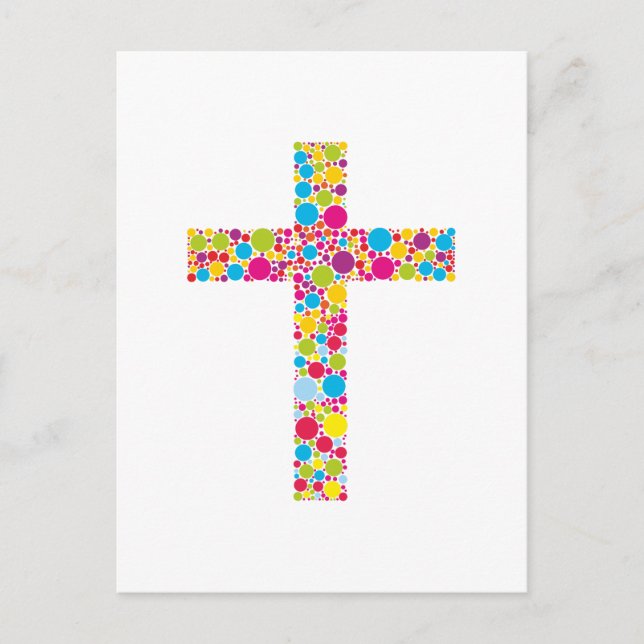 Carte Postale Croix chrétienne colorée (Devant)