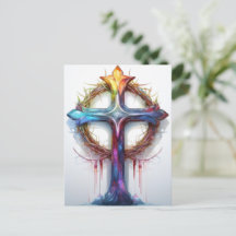 Croix chrétienne colorée sur la couronne d'épines
