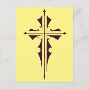 Carte Postale Croix chrétienne d'art pourpre royal