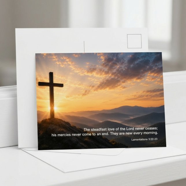 Carte Postale Croix chrétienne Lever de soleil Écriture  (Créateur téléchargé)