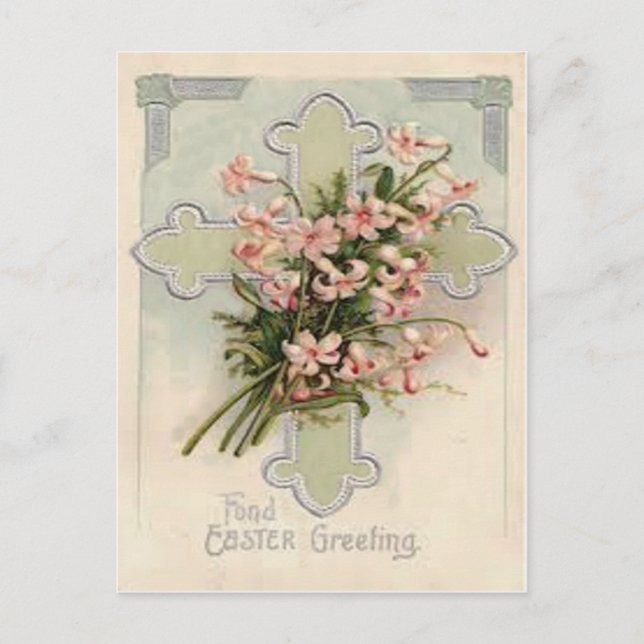 Carte Postale Croix Chrétienne Marguerite Rose (Devant)