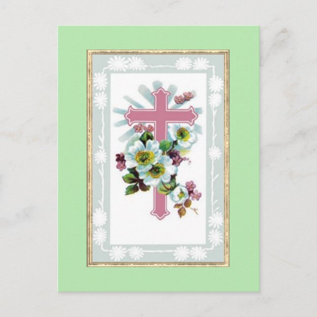 Carte Postale Croix chrétienne rose (Devant)