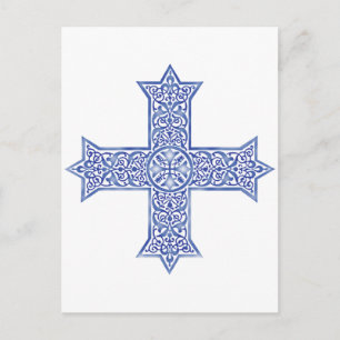 Carte Postale Croix copte bleue lapis premium Art