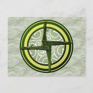 Carte Postale Croix de Brigid verte sur vert