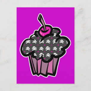 Carte Postale croix de crâne goth cupcake