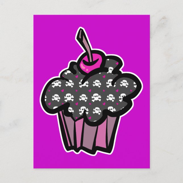 Carte Postale croix de crâne goth cupcake (Devant)
