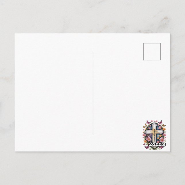 Carte Postale Croix de foi florale  (Dos)