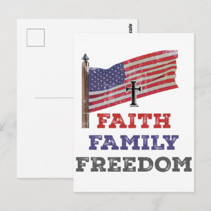 Carte Postale Croix de la liberté de la famille de foi avec drap