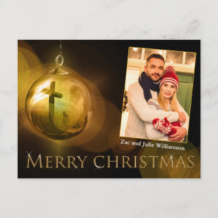 Carte Postale Croix du Christ Ornament Réflexion or Photo