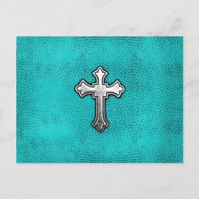 Carte Postale Croix métallique turquoise (Devant)