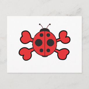 Carte Postale croix rouge crâne coccinelle