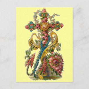 Carte Postale Croix vintage de la consistance florale