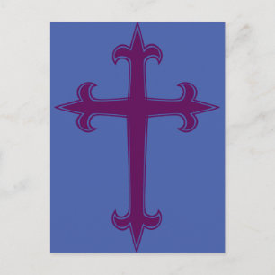 Carte Postale Croix violette Art dévotionnel pour le Carême et l