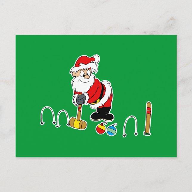 Carte Postale Croquet de père Noël avec ornements (Devant)