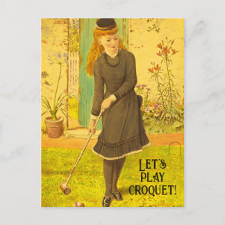 Carte Postale Croquet vintage Cute Pelouse Jeux Été Cottagecore