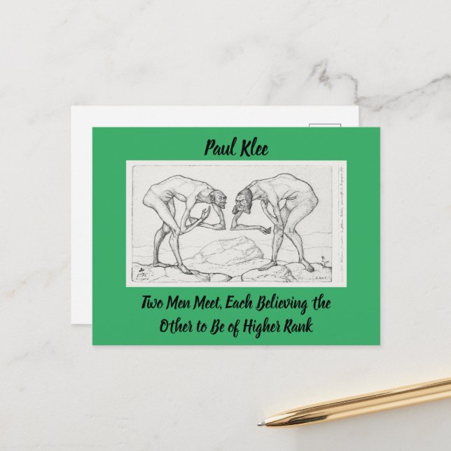 Carte Postale Croquis Abstrait Paul Klee Deux hommes rencontrent (Devant/Arrière en situation)